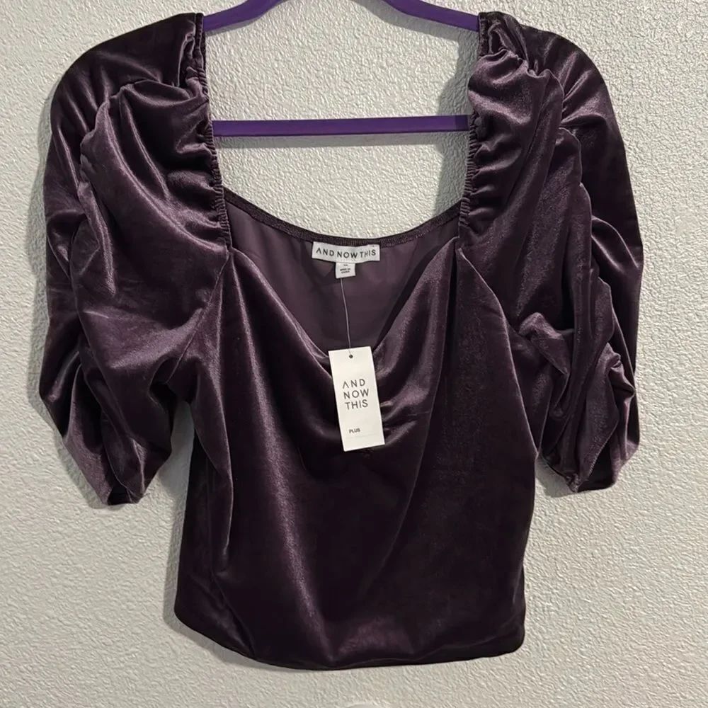 NWT- And now this- cropped purple velour top size 1X